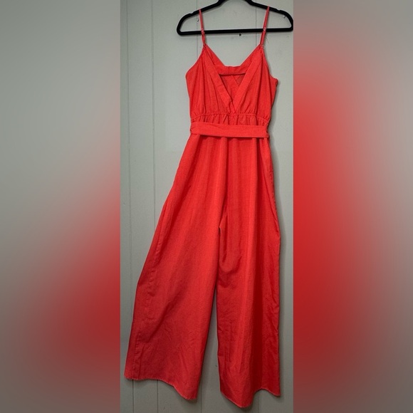 Flying Tomato Light Spaghetti Strap Wide Leg Jumpsuit With Pockets Medium - Picture 2 of 11